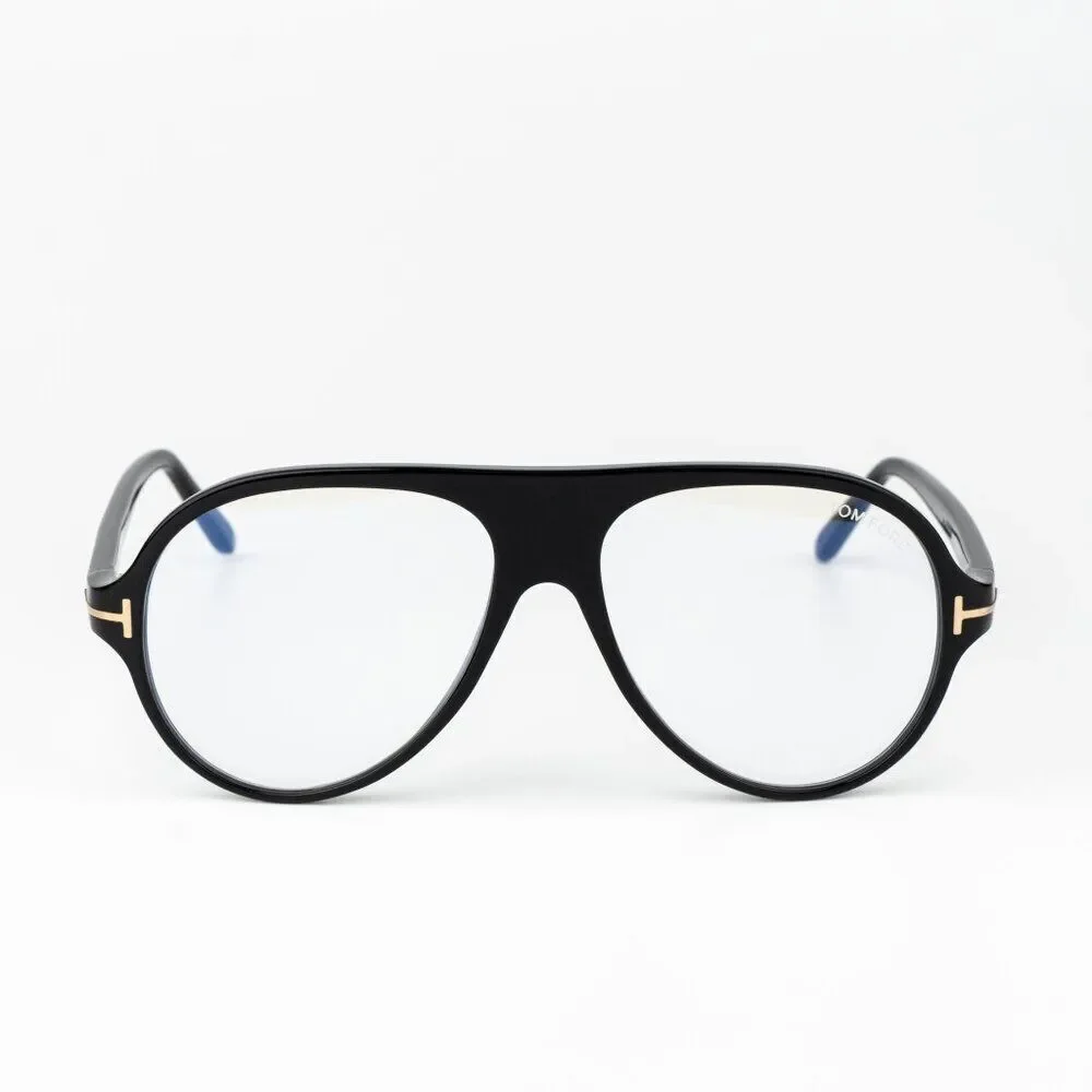 Tom Ford Women Eyeglasses Shiny Black Blue Block Pilot FT5012-B/V 001 BRAND NEW